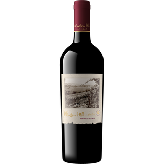Red wine bottle with a 'Winston Hill' on a white background