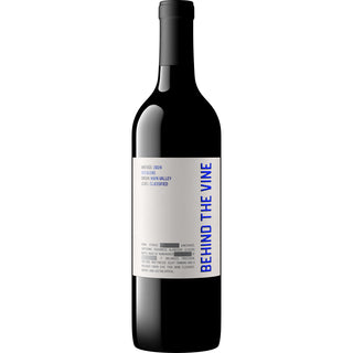 a bottle of Behind the Vine Red Wine on a white background.